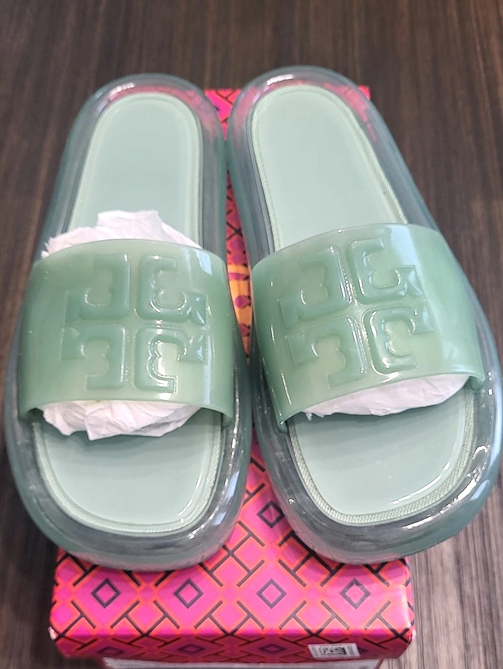 Tory Burch Bubble Jelly Slide Sandals Green US 7